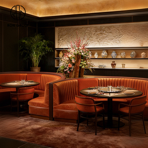 Ensemble de mobilier de <span class=keywords><strong>bistrot</strong></span> et restaurant <span class=keywords><strong>vintage</strong></span> américain en pierre frittée ronde et velours, comprenant <span class=keywords><strong>table</strong></span>, chaises et banquette pour café - Product Image 6