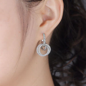 Pendientes/argollas clásicos de latón blanco con patrón de piel de serpiente de múltiples anillos, originales, de nicho, pendientes de alta gama para mujer - Product Image 5