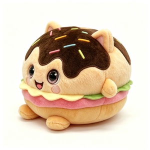 Peluche personnalisée en forme de burger pour chat, peluche en forme de donut burger, peluche alimentaire pour chat, peluche hamburger, peluche dessert - Product Image 1