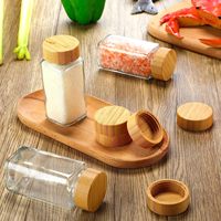 Bouteilles de stockage en verre avec couvercle en bois de bambou 4oz 120ml pots à épices de cuisine 12pcs 24pcs 36pcs pots à épices avec étiquettes