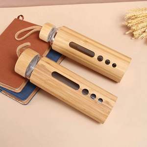 Bouteille d'eau en verre borosilicate écologique avec logo personnalisé, capacité 500-600 ml, couvercle en bambou, certifiée CE, unisexe, avec corde pour la gym - Product Image 3