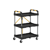 Chariot à outils roulant léger à 3 niveaux avec deux poignées pour garage et atelier
