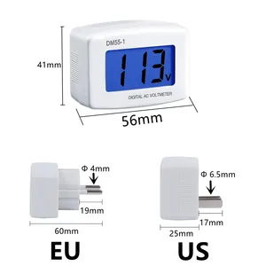 AC 110V/220V Digital Voltmeter LCD Display EU/US Plug Volt Meter Socket Wall Flat Voltage Testing DIY Electric Frequency