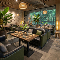 Meubles de style rétro pour restaurants, ensemble de canapés et de tables en cuir, tables et chaises de restaurant haut de gamme