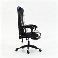 Silla de Juego de Cuero con Material de PU, Ergonómica, Reclinable, con Reposapiés, Respaldo Alto, Estilo Racing, Luz RGB, Giratoria, para Oficina en Casa