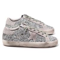 Chaussures classiques sportives en maille à lacets en TPU confortables avec étoile à paillettes noires, en cuir véritable de qualité supérieure pour l'hiver et le printemps