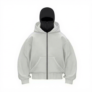 Sudadera Unisex Extra Grande con Capucha y Cierre de Cremallera, Diseño de Bolsillo en Color Sólido, Ropa Casual de Invierno, Corte Regular, Tejido de Punto, Manga Larga - Product Image 2