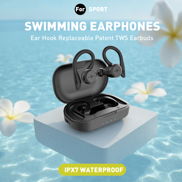 2026 BT 5.3 HiFi Sound Quality JL Chipset in Ear IPX7 Waterproof TWS Bone Conduction Ear Hooks True Wireless Earbuds for Sport