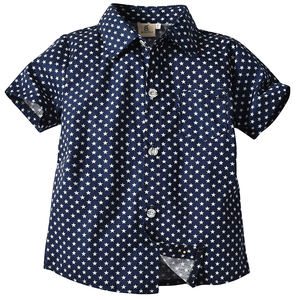 Verano nuevos conjuntos <span class=keywords><strong>de</strong></span> ropa para niños Caballero estrellas camisa impresa completa Correa pantalones cortos tejidos trajes - Product Image 3