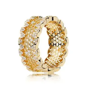 Perhiasan bagus 925 cincin perak murni berkilau benang cincin mahkota bunga grosir cincin perak murni untuk wanita