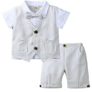 Venta al por Mayor en Línea, Precio de Fábrica, Conjunto de Ropa para Bebé Niño con Lazo y Manga Corta, Trajes de Verano para Caballero, de China - Product Image 6