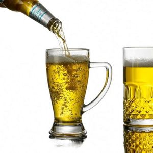 Grande tasse rétro portable en verre épais argenté de 17 oz avec poignée, style pub, pour bière pression ou thé glacé, personnalisable avec logo promotionnel - Product Image 4