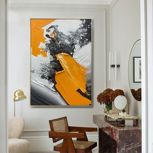 Nuovo Design Moderno Quadro Decorativo per Soggiorno, Arte Murale in Acrilico Giallo, Dipinto Astratto su Tela Fatto a Mano - Product Image 4