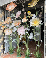 Q-255 Organza raksasa kustom bunga Poppy Iris set jendela bunga buatan Display dekorasi acara pernikahan