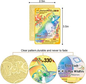 Tarjetas Metálicas de <span class=keywords><strong>Anime</strong></span> de Dibujos Animados, Pokémon, en Inglés y <span class=keywords><strong>Español</strong></span>, Tarjetas Metálicas Coleccionables para Jugar - Product Image 5
