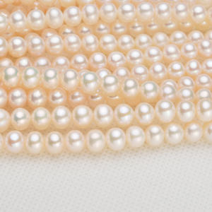 ขายส่งสร้อยคอมุกน้ำจืดขนาด 6-7 มม. แบบสั้น แนวนอน แสงเงาสวยงาม มีตำหนิเล็กน้อย มุกหลวมจากจูจี้ - Product Image 2