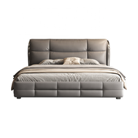 Lit Double King Size Moderne Minimaliste Style Italien en Cuir Véritable Rembourré pour Chambre Parentale
