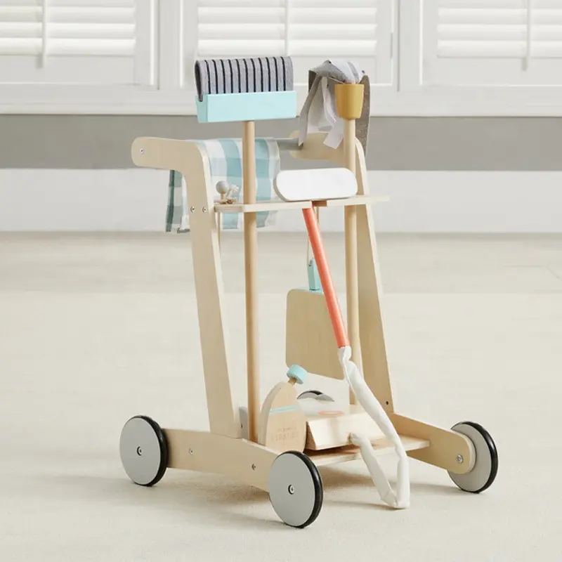 Asweets Unisex Kids Doen Alsof Spelen Huishoudelijke Benodigdheden Kit Houten Schoonmaak Trolley Speelgoed Set Voor Leeftijden 2-5 Jaar