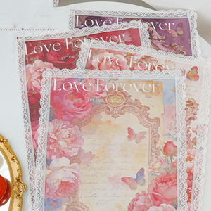 Papel de Embalaje para el Día de San Valentín 2026, Papel Decorativo con Borde de Encaje de Rosa Francesa, Venta al por Mayor - Product Image 4