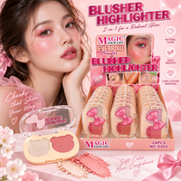 Palette de fard à joues et d'enlumineur 2 couleurs, maquillage pour le visage, poudre pressée, rose doux, compact, voyage, vente en gros, OEM, étiquette privée