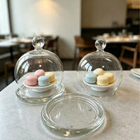 Ensemble de cloches en verre transparent, couvercles à dessert en verre borosilicate de haute qualité pour présentation en boulangerie, mariage ou fête