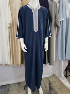 2025 Mới Thanh Lịch Ngắn Tay Áo Thêu Ma-rốc Áo Choàng Người Đàn Ông Rắn Màu Sắc Kích Thước Thật Polyester Vải Mùa Hè Abaya Cho Người Lớn - Product Image 6