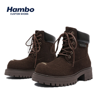Nouvelles bottes mi-mollet tendance à semelle épaisse Hambo avec logo personnalisé, style britannique, pour le travail et les trajets quotidiens en automne