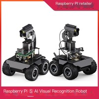 Carte de développement de voiture intelligente Raspberry Pi 5/4B, reconnaissance visuelle OpenCV, programmation Python, système d'exploitation Linux, interface USB/Type-C