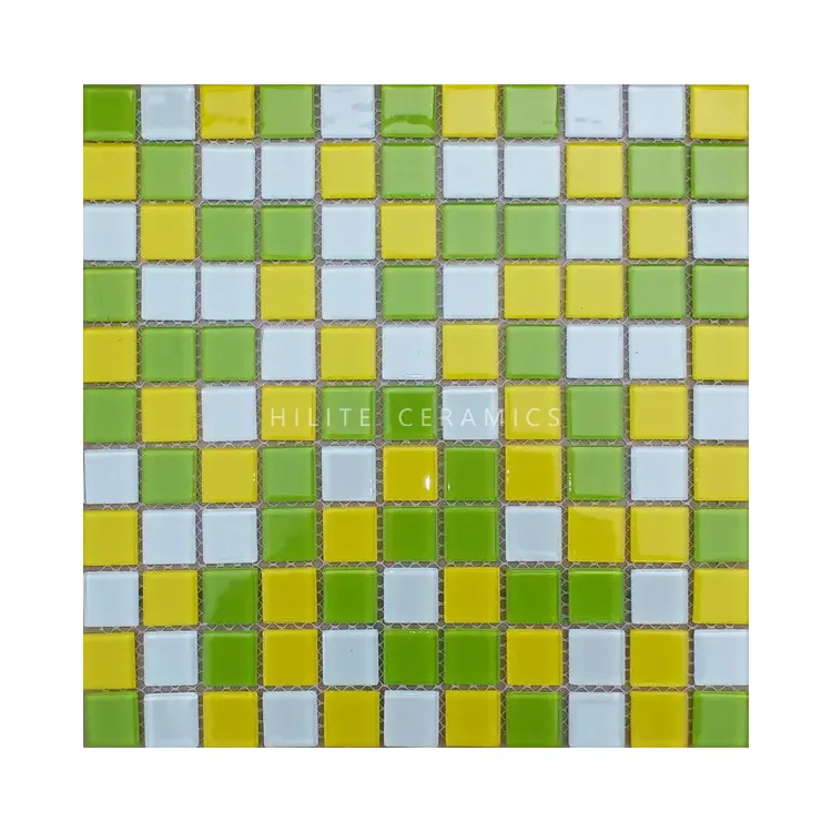 HILITE jaune/vert 300x300mm cuisine salle de bains décor mural extérieur piscine carreaux de cristal mosaïque de verre