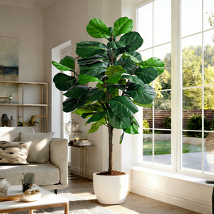 Árbol de Ficus Artificial Detallado en Maceta con Tronco de Plástico para Proyectos de Diseño de Interiores y Vestíbulos - Product Image 6