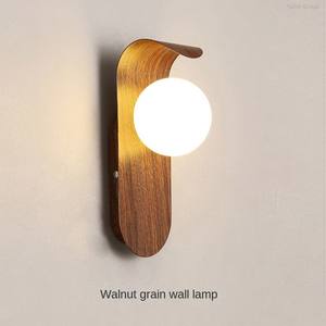 Nordic Simple <b>Modern</b> Wall Light Shadow <b>Lamp</b> LED <b>Bedside</b> Background Living Room Indoor Wood & Plastic Dimmable High CRI 90 - Product Image 1
