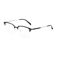 Monture optique demi-cerclée tendance pour affaires, design carré texturé en métal, confortable pour les trajets quotidiens et le bureau, unisexe