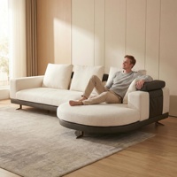 Canapé sectionnel moderne trois places en velours avec dossier rembourré en cuir véritable, accoudoirs rembourrés, assise en éponge, acier inoxydable, pour hôtel et villa