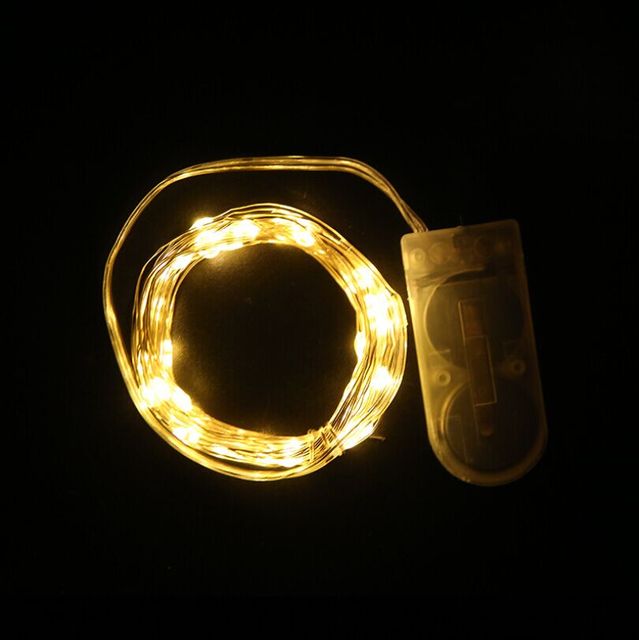 2M Mini Indoor LED Fairy String Light 20 Leds with CR2032 Button Coin Dry Battery Silver Copper Wire Holiday Lighting