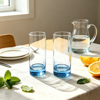 Verre à eau cylindrique transparent de haute qualité, coloré, pour la cuisine et la salle à manger, vente en gros