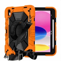 Housse de tablette d'usine pour iPad 11e génération, étui pour iPad A16, étui pour tablette en silicone PC de 11 pouces avec protection à 360° °   Sangle de maintien rotative