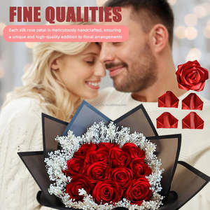 Pétalos de Rosa Pre-fabricados Rojos OKAY, <span class=keywords><strong>Cinta</strong></span> de <span class=keywords><strong>Raso</strong></span> para Rosas Eternas, Flores Hechas a Mano para el Día de San Valentín - Product Image 6