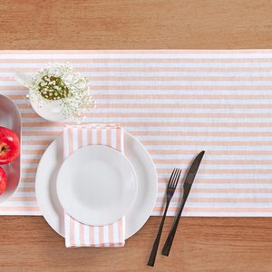 Nappe et serviettes de table modernes personnalisées pour restaurant occidental, 100 % coton tissé, usage quotidien, rayures roses, personnalisables, vente en gros - Product Image 4