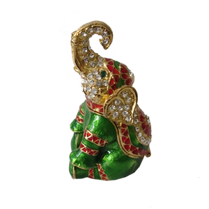 กล่องใส่เครื่องประดับรูปช้างโลหะเคลือบคริสตัลสีขาว - Product Image 4