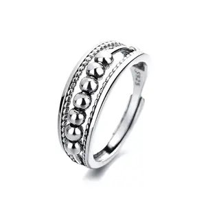 Оптовая продажа парное кольцо в стиле ретро Новое модное простое кольцо в горошек из бисера тайское серебряное Ювелирное кольцо