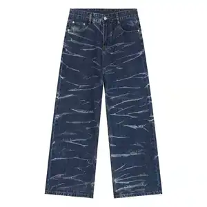 China Factory Supply Dark Blue Regular Jeans For Men Skinny Fit Denim Pants Ripped Jeans Pants