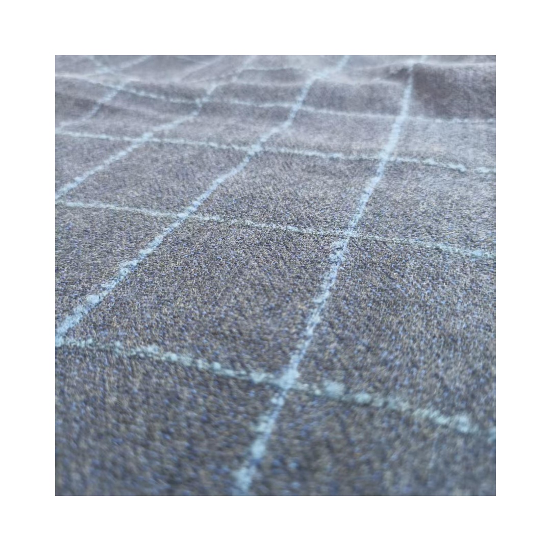 98% Wool 2% Nylon Blue Check - Fine Worsted Spring/Summer Fabric