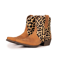 Botas Vaqueras de Cuero Genuino para Mujer, Botas Cortas Estilo Western, Botas de Trabajo Cómodas para Granjeras