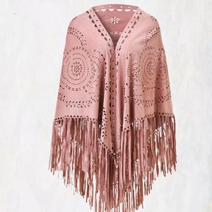 Phụ nữ retro tua khăn cô gái kết thúc tốt đẹp khăn choàng trong mùa xuân làm từ chất liệu da lộn mềm - Product Image 3