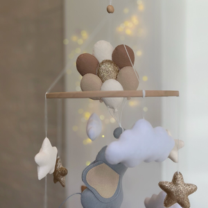 Idée cadeau pour bébé Jouets sur mesure Neutre Fait main Ballons <span class=keywords><strong>Cadre</strong></span> en bois Suspendu Éléphant volant en feutre Mobile pour bébé garçon fille - Product Image 3