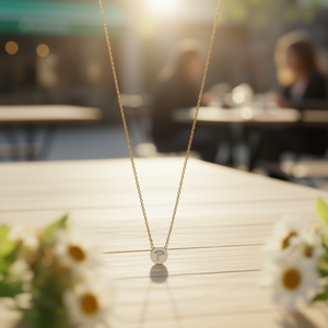 Collana in Acciaio Inossidabile con Ciondolo a P Monofacciale da 1 cm, Catena a Collare, Gioielli alla Moda - Product Image 2