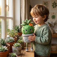 Peluche Cactus Esthétique Personnalisée avec Visage et Jambes Souriantes pour Cadeau Enfant et Décoration de Crèche Nordique
