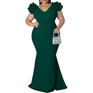Abito da donna Vintage di alta qualità nobile ed elegante gonna lunga a coda di pesce in cotone 100% eco-compatibile con motivo solido - Product Image 1