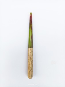 Natural Wood Green Red Resin <b>Crochet</b> <b>Hook</b> Smooth Ergonomic Handle Handmade Knitting Tool for Yarn Crafting - Product Image 3