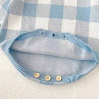 Gebreide 100% katoenen NB gingham geruite romper baby trui jumpsuit baby jongen meisje trui lange mouw zacht comfortabel ODM